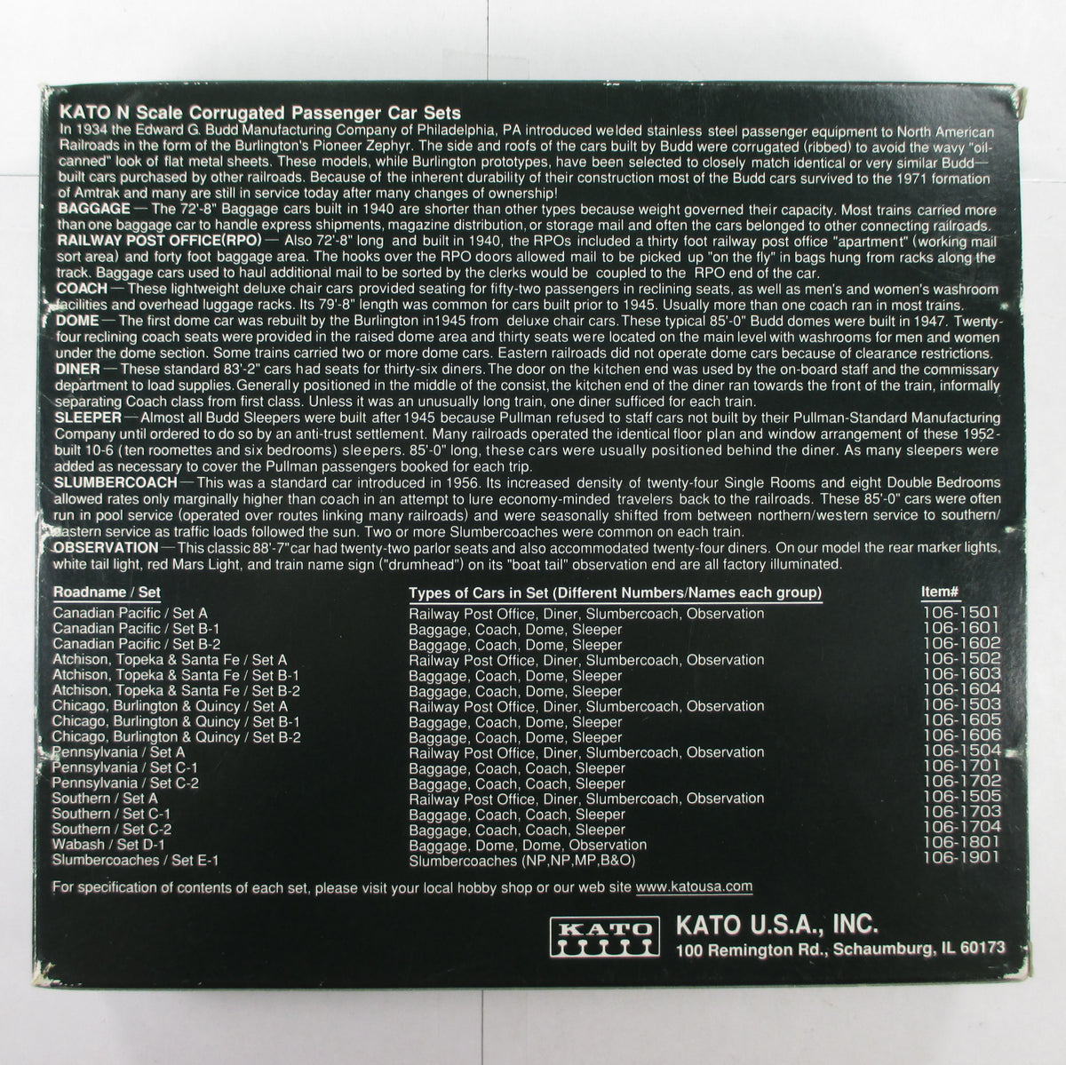 N Scale *SANTA FE* Lightweight Corrugated Passenger 4-Car Set B - Kato 106-1603