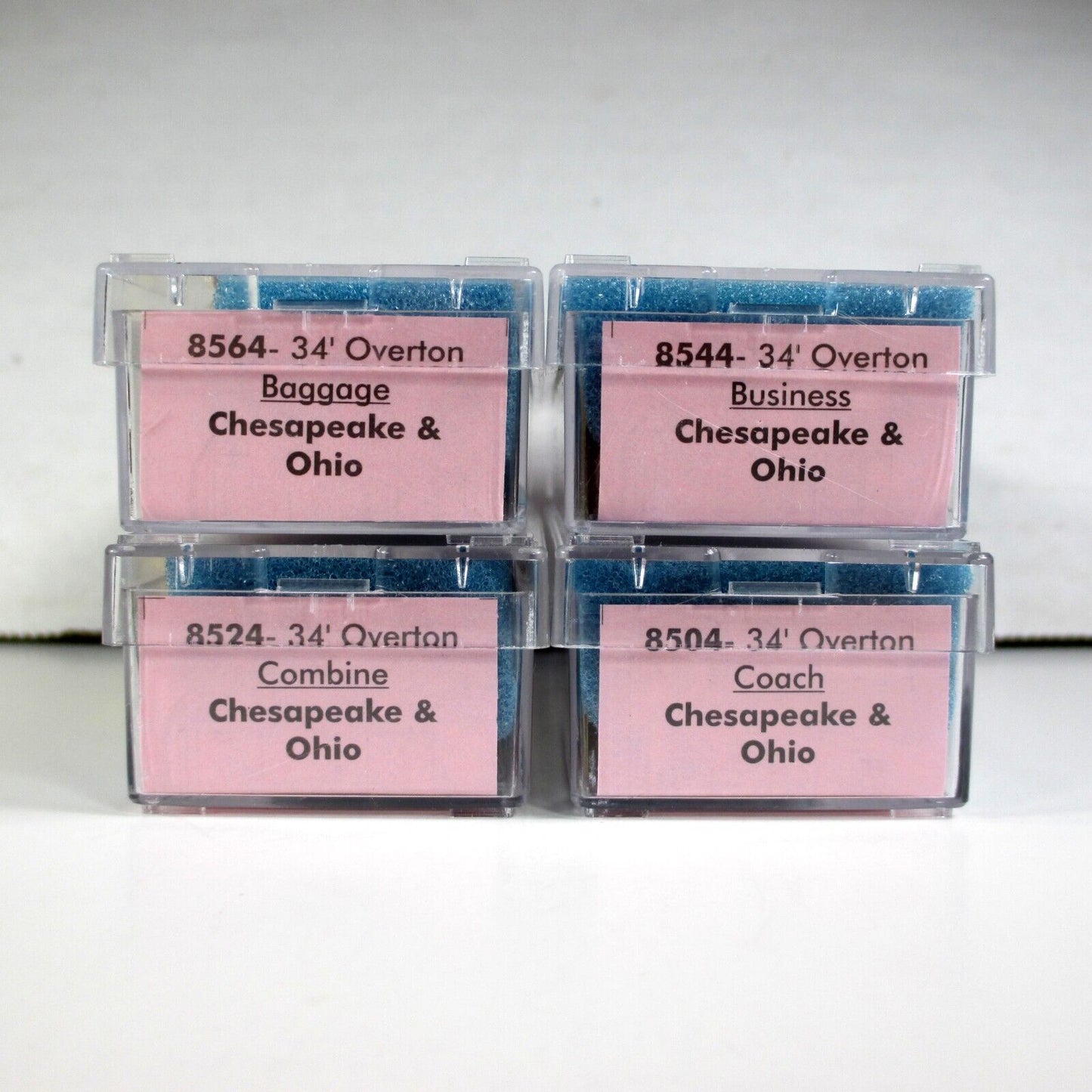 N Scale CHESAPEAKE & OHIO OVERTON Passenger 4-Car Set -Roundhouse, Knuckle Cplrs