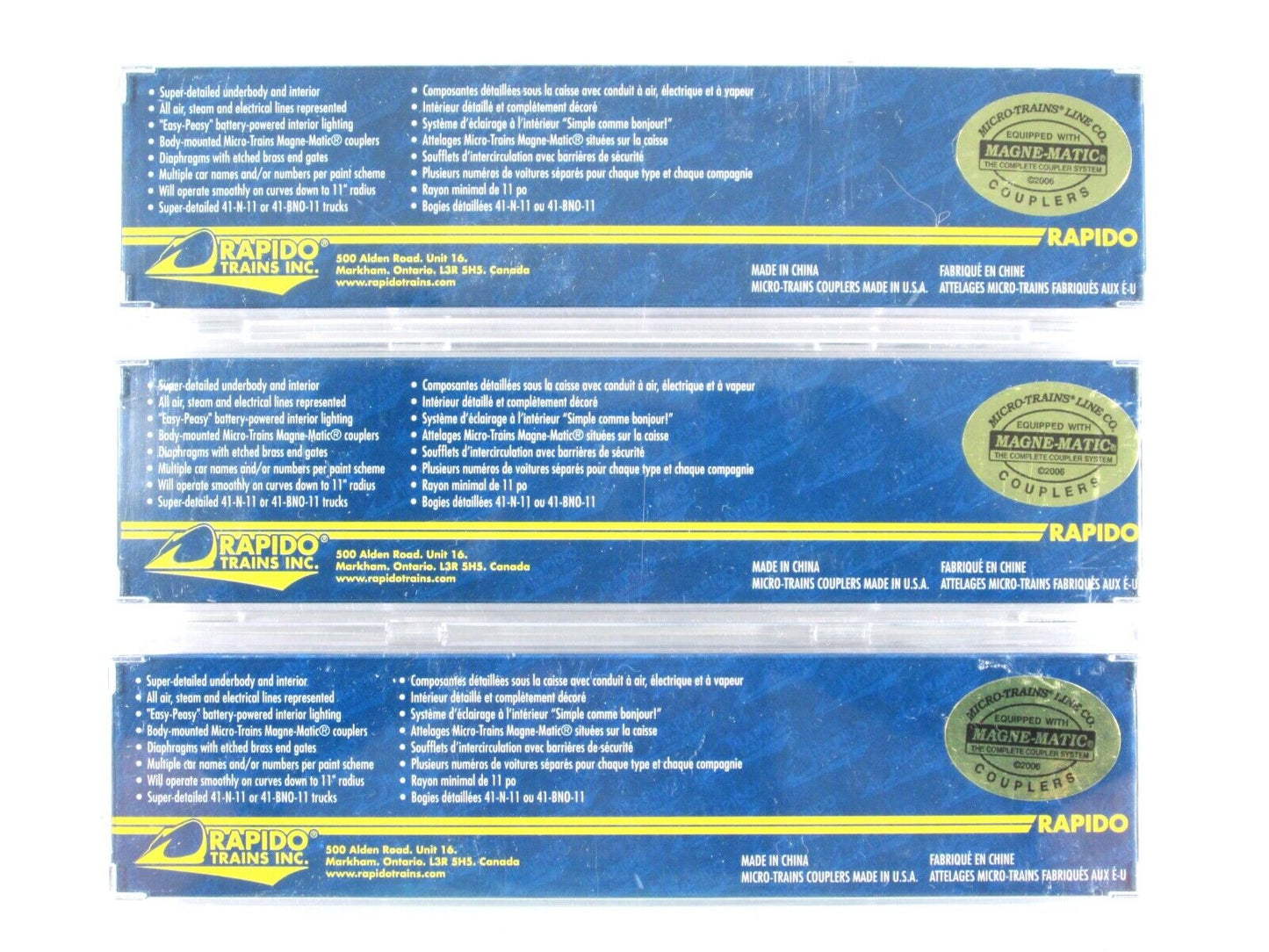 N Scale CANADIAN NATIONAL Dayniter Passenger Coach Car 3-Pack Set -Rapido TRAINS