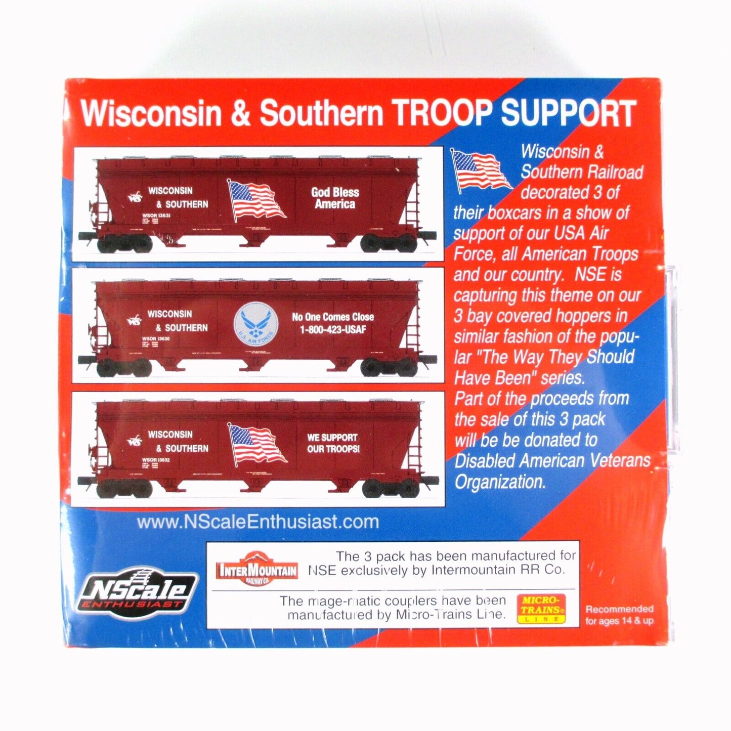 N SCALE WISCONSIN & SOUTHERN **Troop Support** Hopper 3-Car Set -- Intermountain