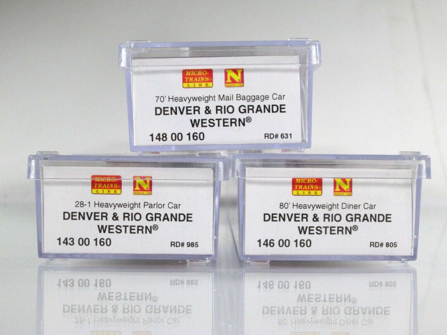 N Scale DENVER RIO GRANDE WESTERN / D&RGW Passenger Car 3-Pack Set -Micro Trains