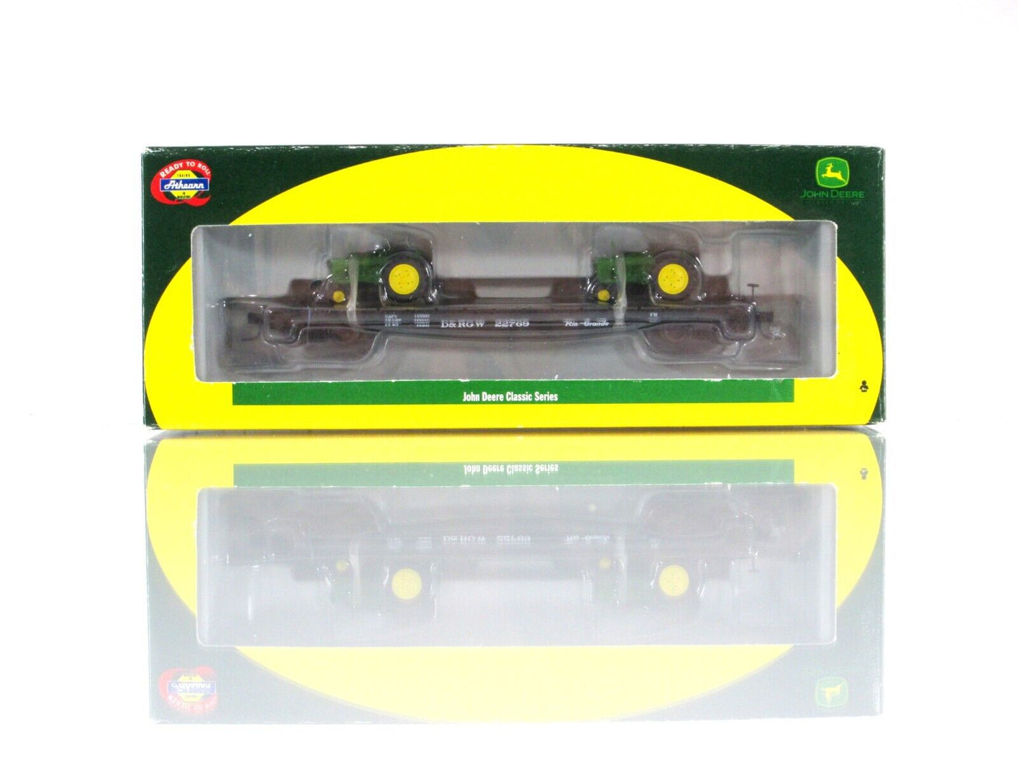 N Scale *JOHN DEERE* Tractors, Flat Car *RIO GRANDE* 22769 - Athearn 10436 *RARE