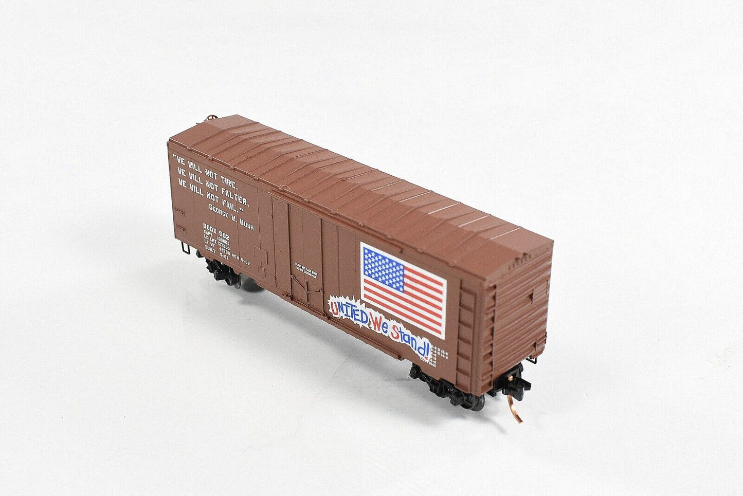 N Scale **UNITED WE STAND** 9/11 Memorial Box Car DODX 502 -Micro Trains Special