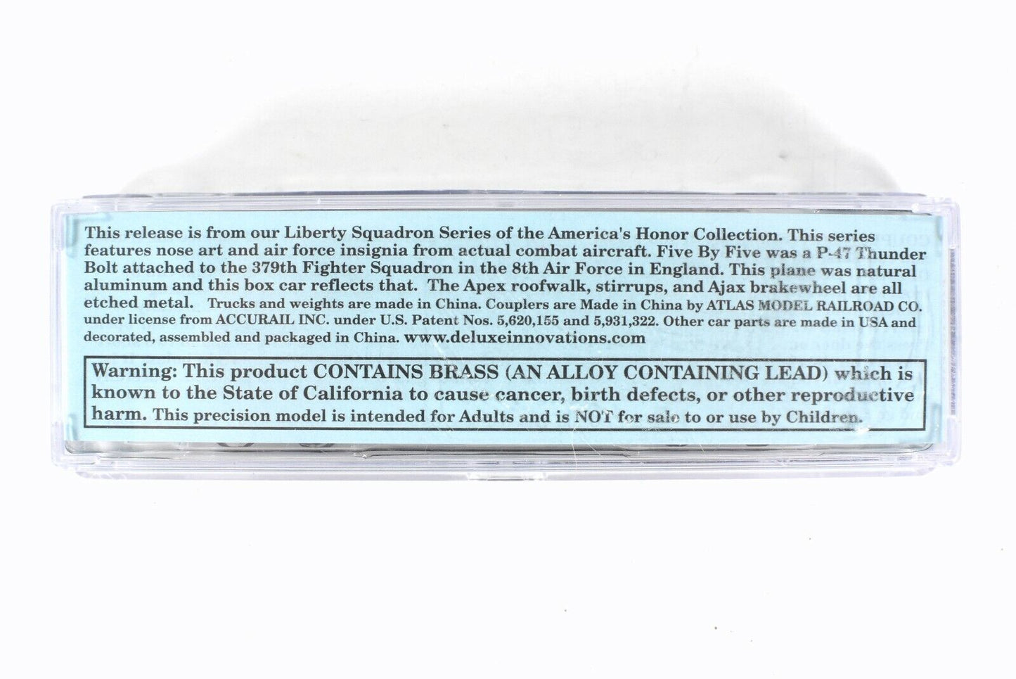 N Scale US 8th AIR FORCE LIBERTY SQUADRON 5 by 5 40' Box Car, DELUXE INNOVATIONS