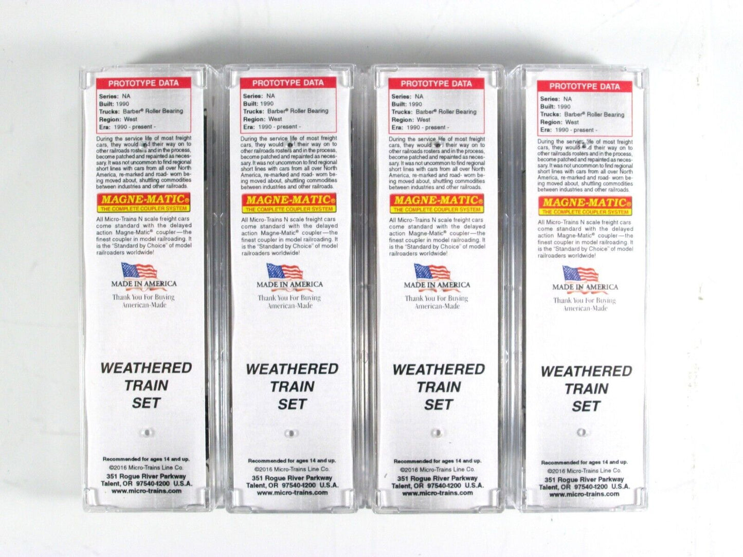 N Scale ***UNION PACIFIC, SP*** Weathered Box Car 4-Set -- Micro Trains 99301370