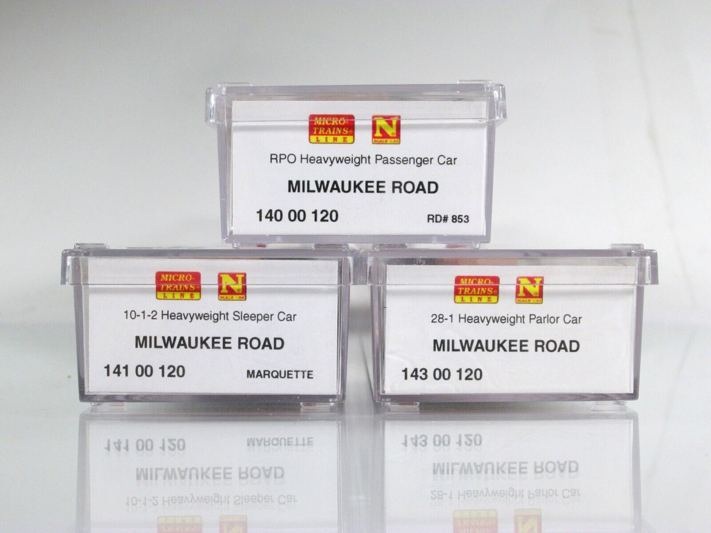 N Scale MILWAUKEE ROAD Heavyweight RPO, Sleeper, Parlor 3-Car Set - Micro Trains