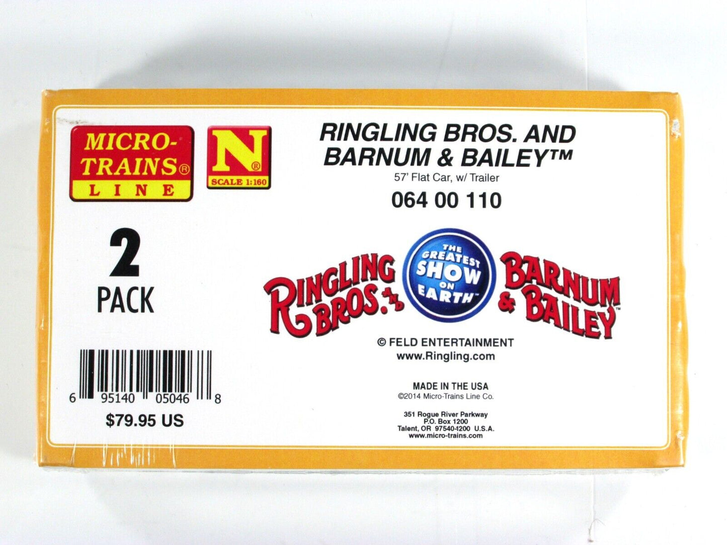 N Scale *RINGLING CIRCUS ELEPHANT, TIGER* TOFC Set, Micro Trains 06400110 **RARE