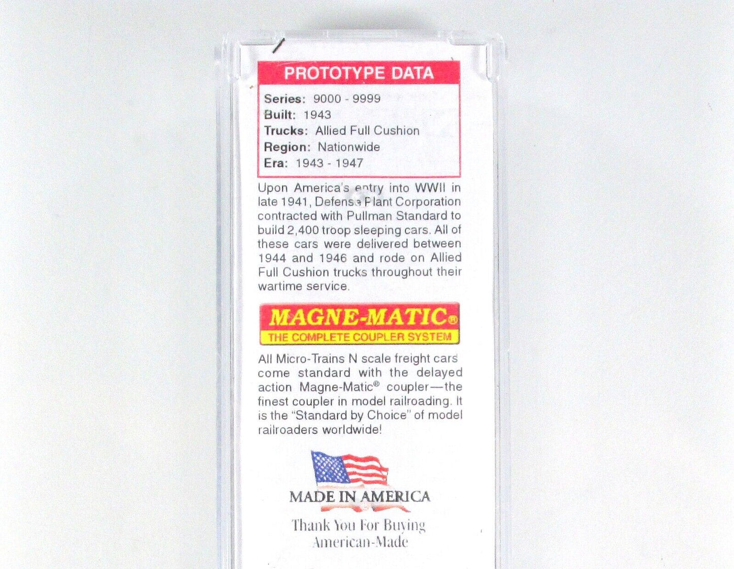 N Scale WWII Dept. Defense TROOP SLEEPER Car, #9026 -Micro Trains 11600011 *RARE