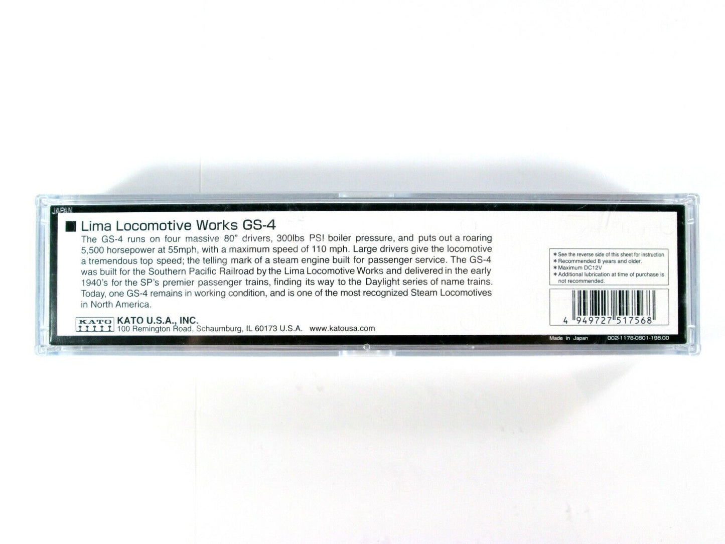 N Scale SOUTHERN PACIFIC DAYLIGHT 4-8-4 GS-4 Locomotive - Kato 126-0301, DCC Rdy