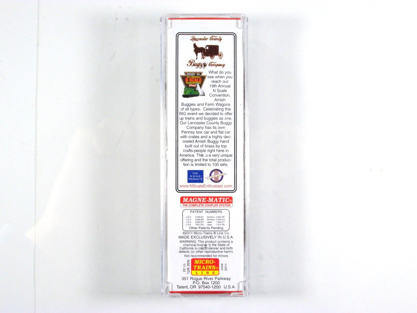 N Scale ***LANCASTER COUNTY BUGGY Co*** Box Car - Micro Trains Special **RARE**