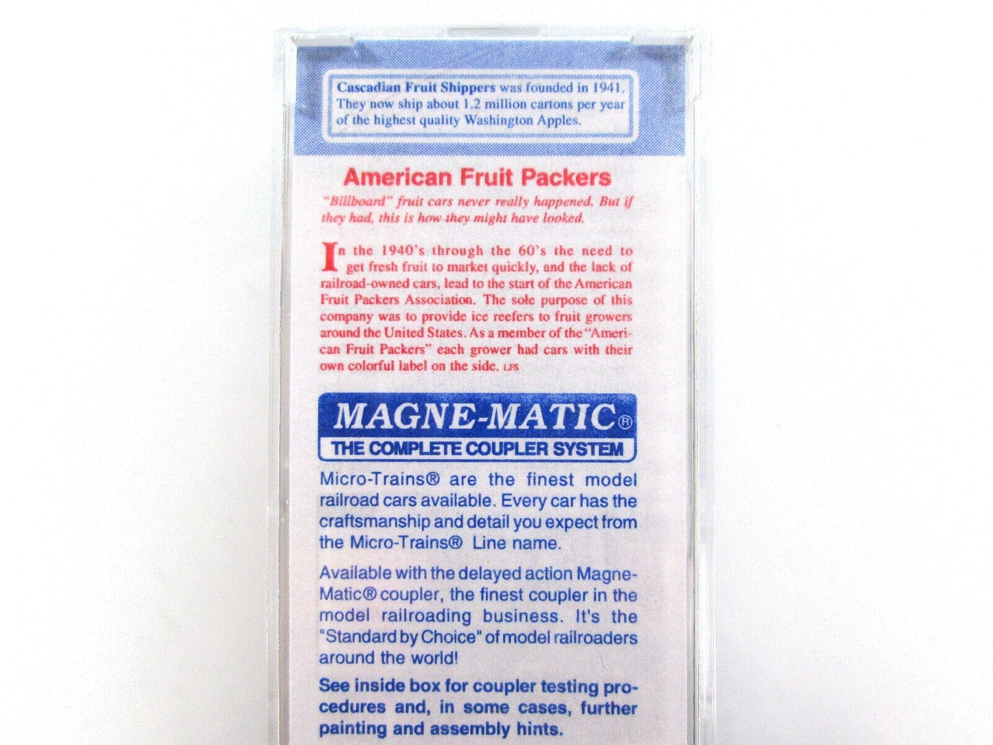 N Scale **CASCADIAN APPLES** Reefer #01, AFPX #10147 -Micro Trains, Lowell Smith
