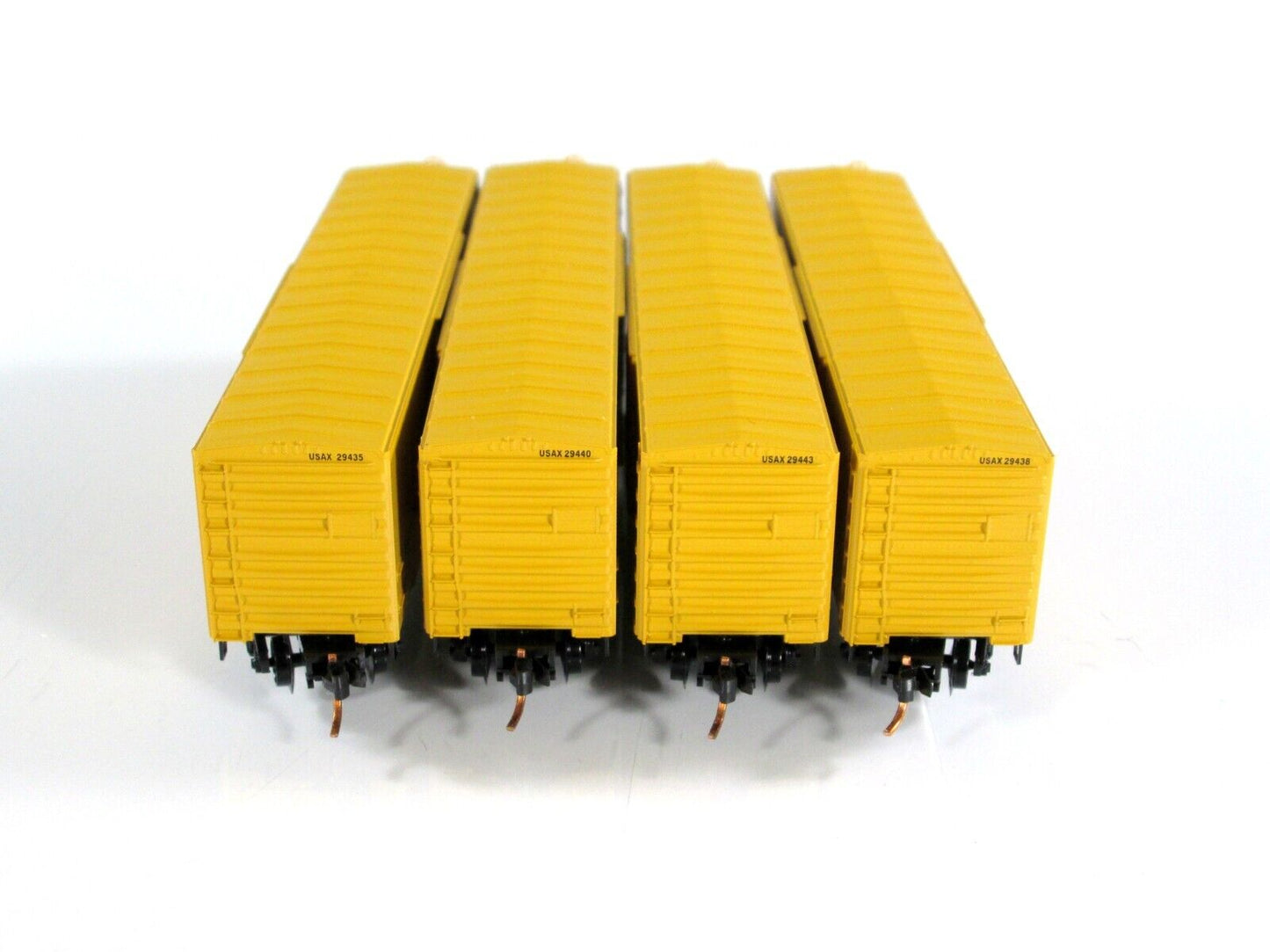 N Scale ***US ARMY*** 50' Box Car 4-Pack, w/ Crate Loads, Micro Trains 99300019