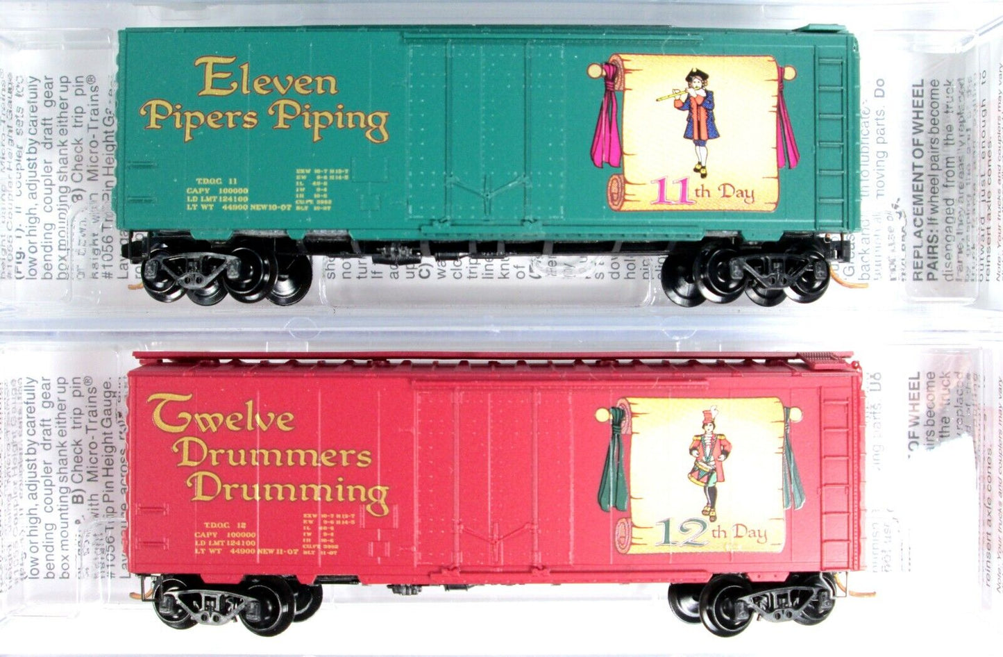 N Scale ***12 Days Of Christmas*** 40' Box Car COMPLETE Set ------- Micro Trains