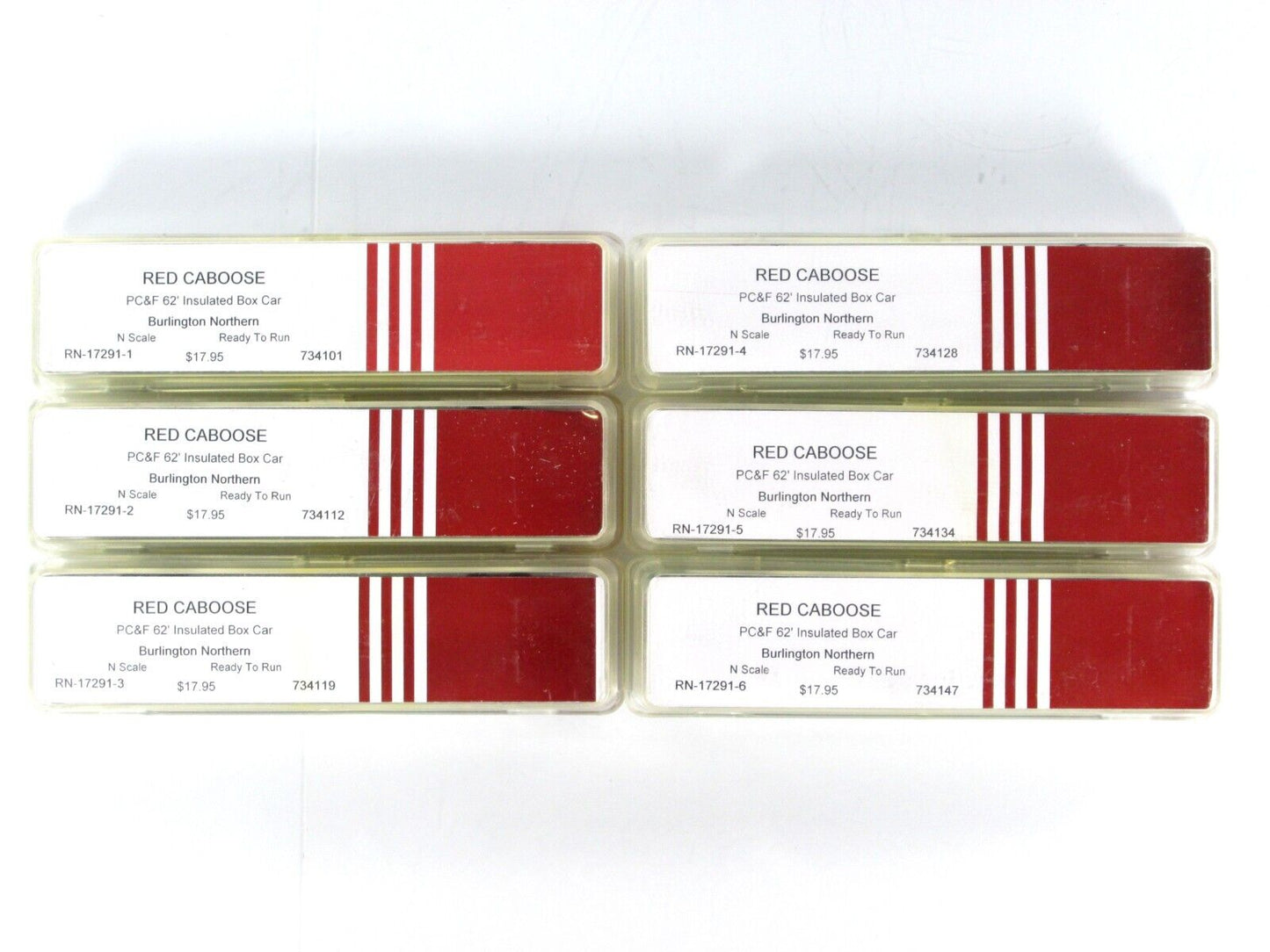 N Scale **BURLINGTON NORTHERN** 62' Beer 6-Car Reefer Set - Red Caboose RN-17291