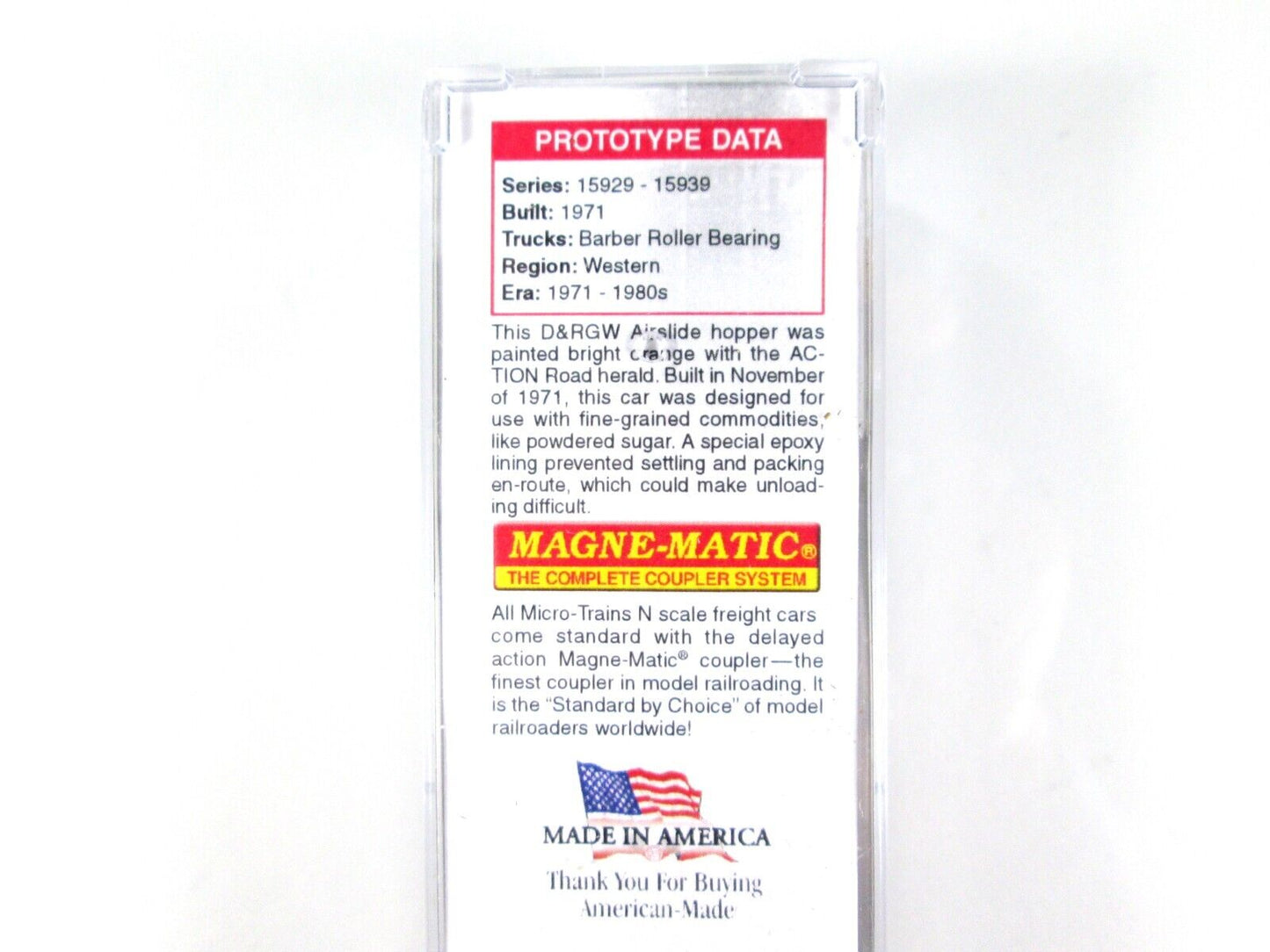 N Scale **RIO GRANDE** Weathered Airslide Hopper #15938 -- Micro Trains 09844070