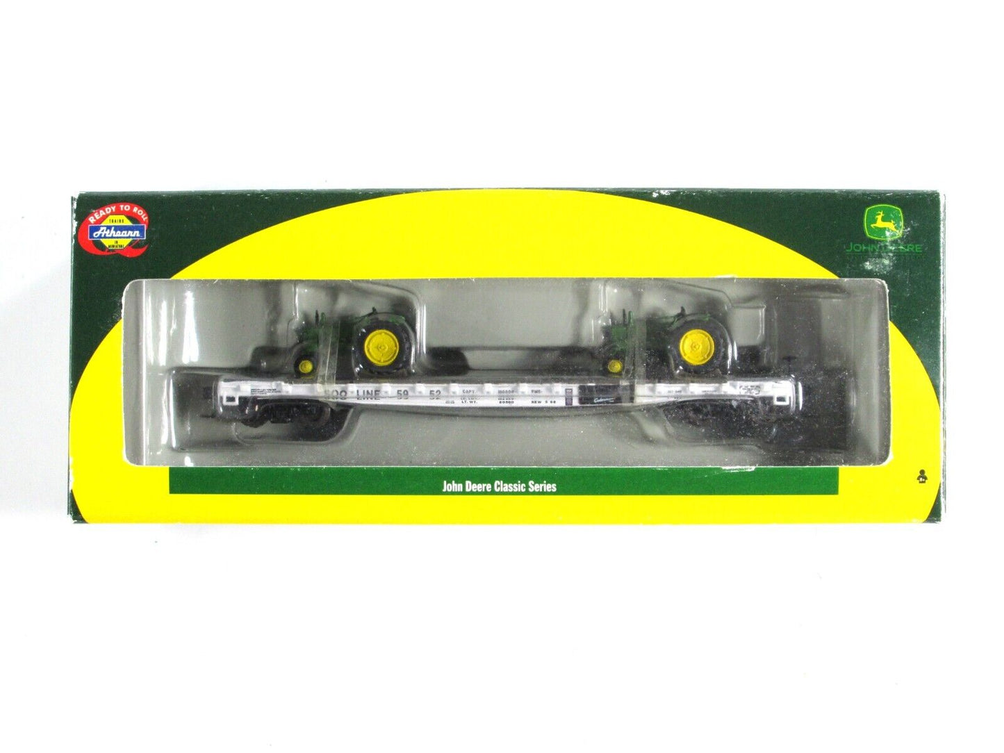 N Scale *JOHN DEERE* Tractors, Flat Car *SOO LINE* 5952 - Athearn 10439 *RARE