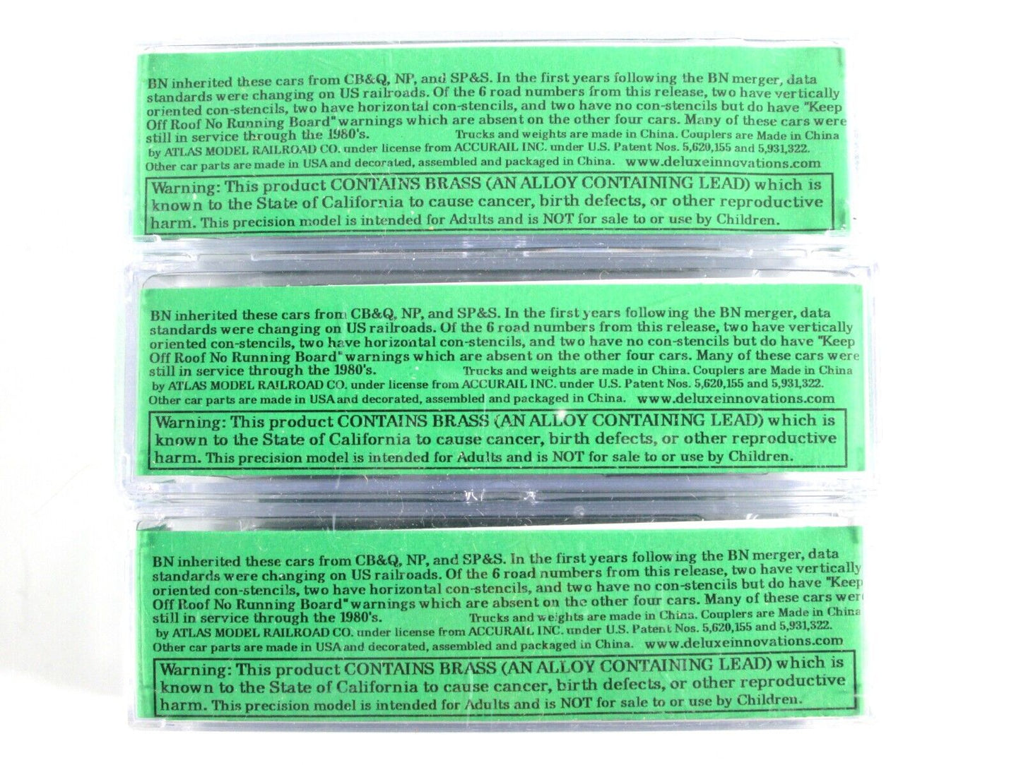 N Scale BURLINGTON NORTHERN Box Car Set, BN 121100, 122675, 124258 DELUXE 130103