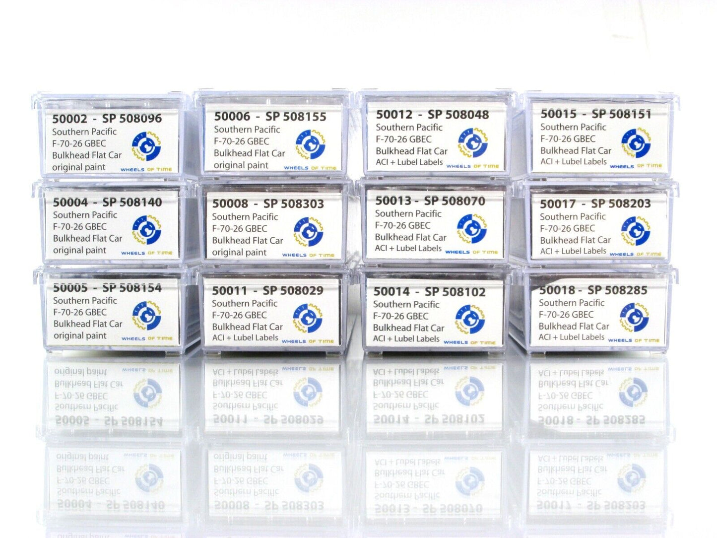 N Scale *SOUTHERN PACIFIC* Bulkhead Flat Car 12-Pack Set - WHEELS of TIME **RARE