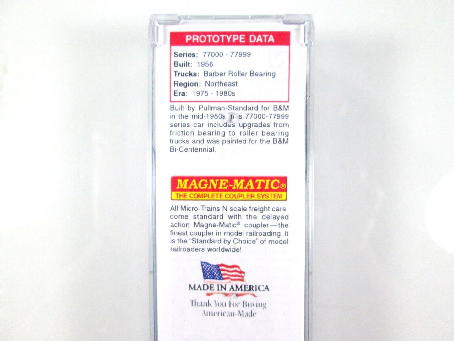 N Scale ***BOSTON & MAINE*** BICENTENNIAL 50' Box Car ---- Micro Trains 18000050