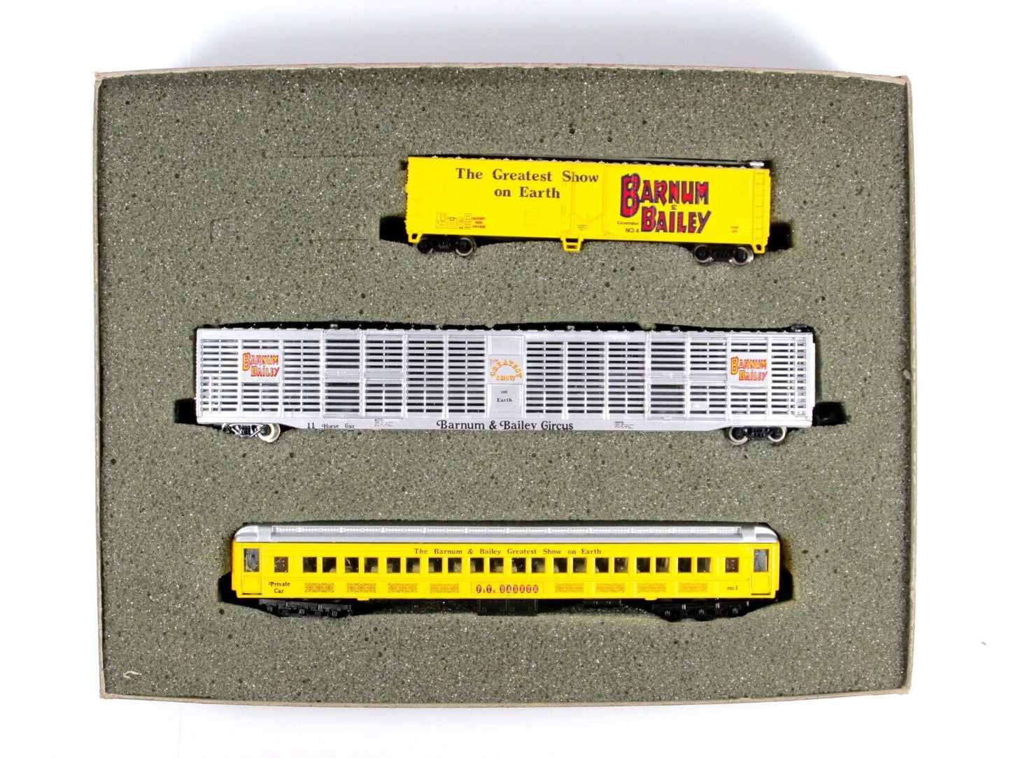 N Scale ***BARNUM & BAILEY*** 3-Car *CIRCUS* Set, Custom by AK-SAR-BEN ***RARE**