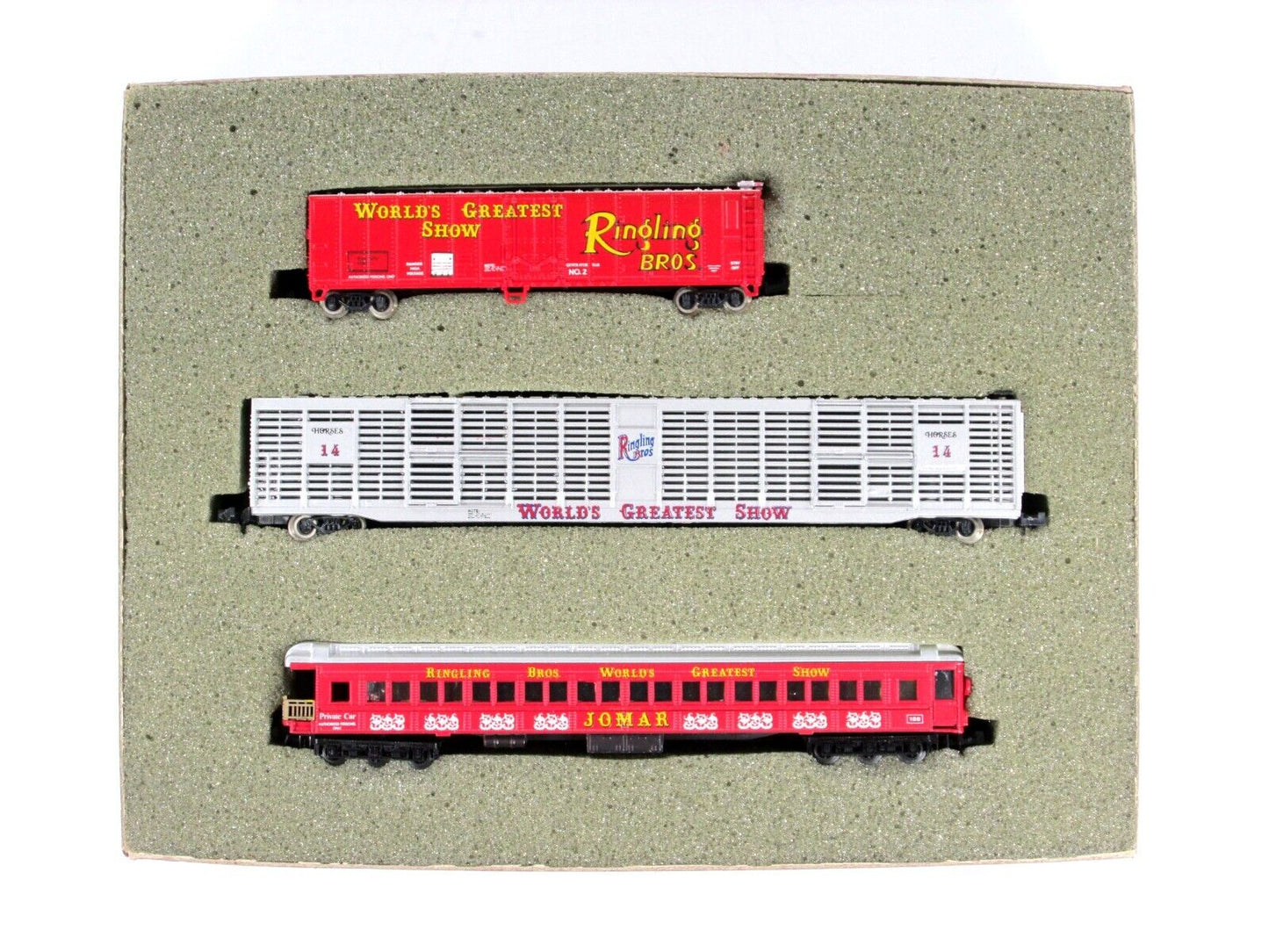 N Scale ***RINGLING Bros.*** 3-Car *CIRCUS* Set, Custom by AK-SAR-BEN ***RARE***