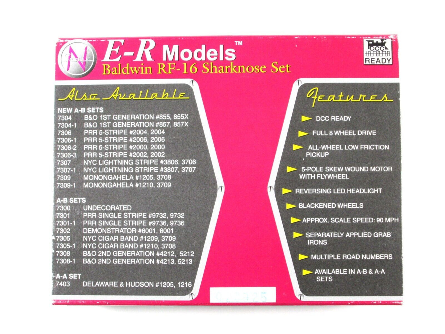 N Scale ***NYC*** RF-16 Sharknose AB Set #3806,3706 -- E-R Models 81356, DCC Rdy