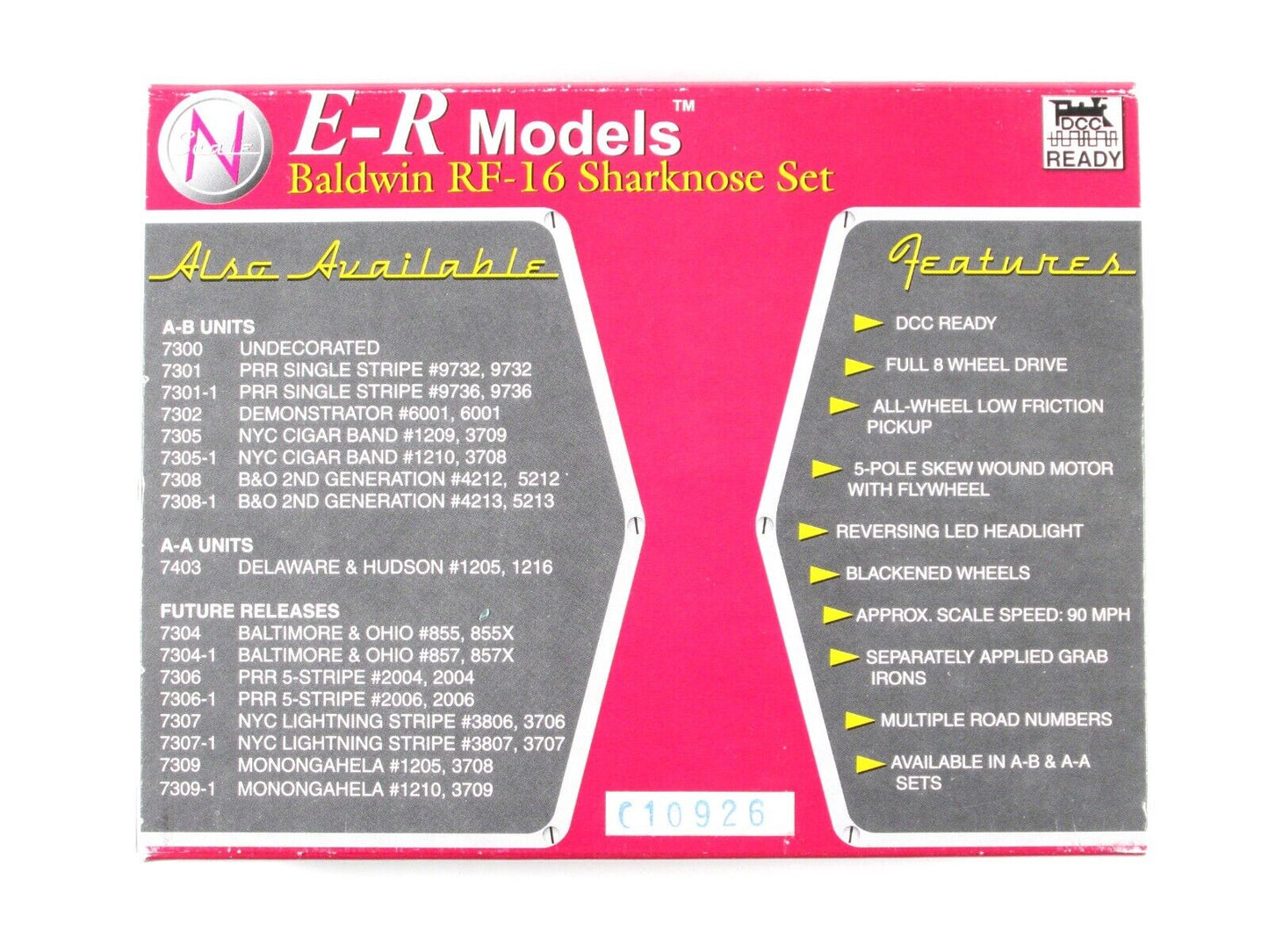 N Scale ***B&O*** RF-16 Sharknose AB #4213,5213 - E-R Models 040-7308-1, DCC Rdy