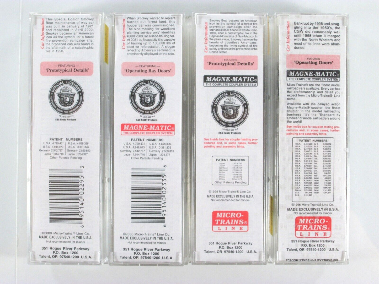 N Scale **SMOKEY BEAR** MoW Forest Fire Prevention 4-Car Set, SBX - Micro Trains