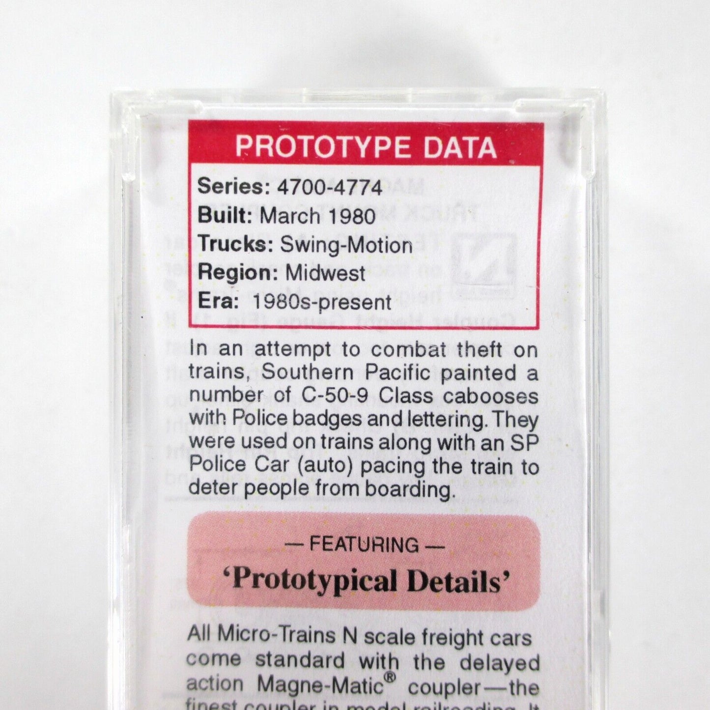 N Scale *SOUTHERN PACIFIC Railroad POLICE* Caboose #4762 - Micro Trains 13000070