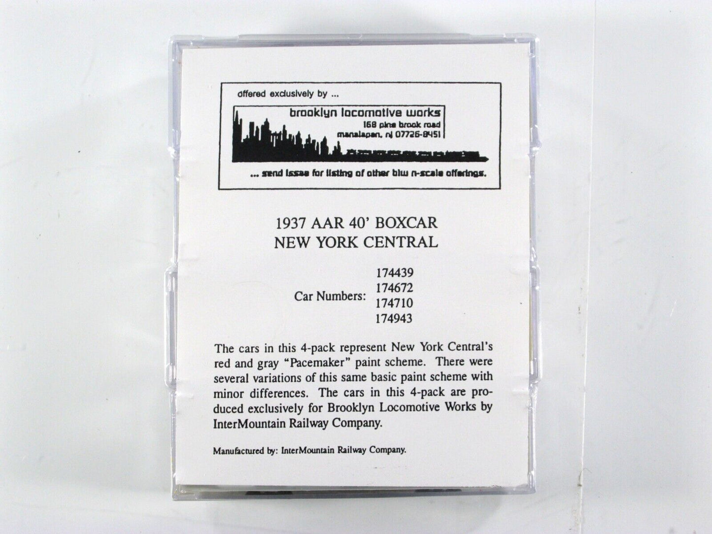 N Scale **NEW YORK CENTRAL SYSTEM Pacemaker** Box Car 4-Set, Intermountain / BLW