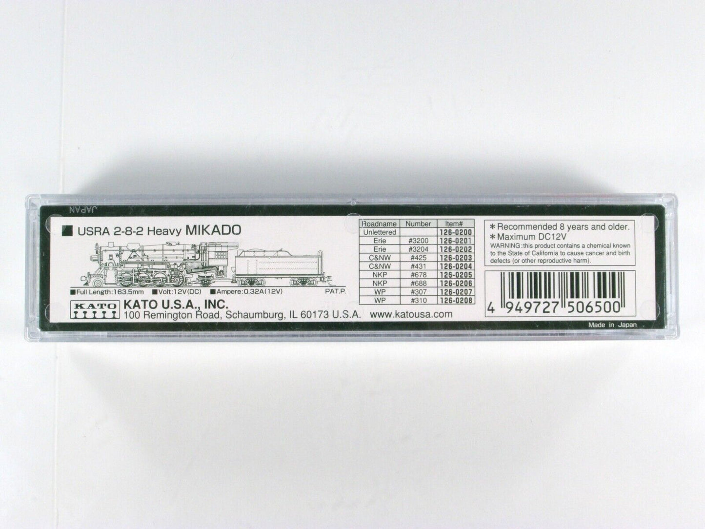 N Scale ***WESTERN PACIFIC*** HEAVY MIKADO 2-8-2 Locomotive #307 - Kato 126-0207