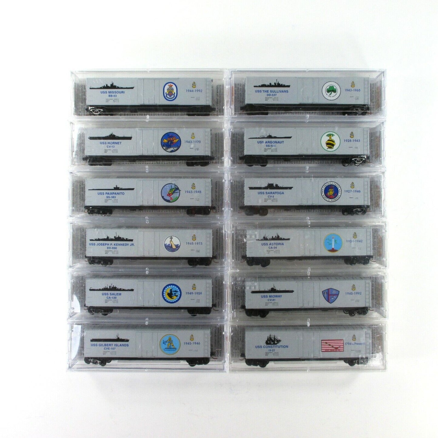 N Scale United States NAVY Ships Complete 12 Box Car Set - Micro Trains 03800400