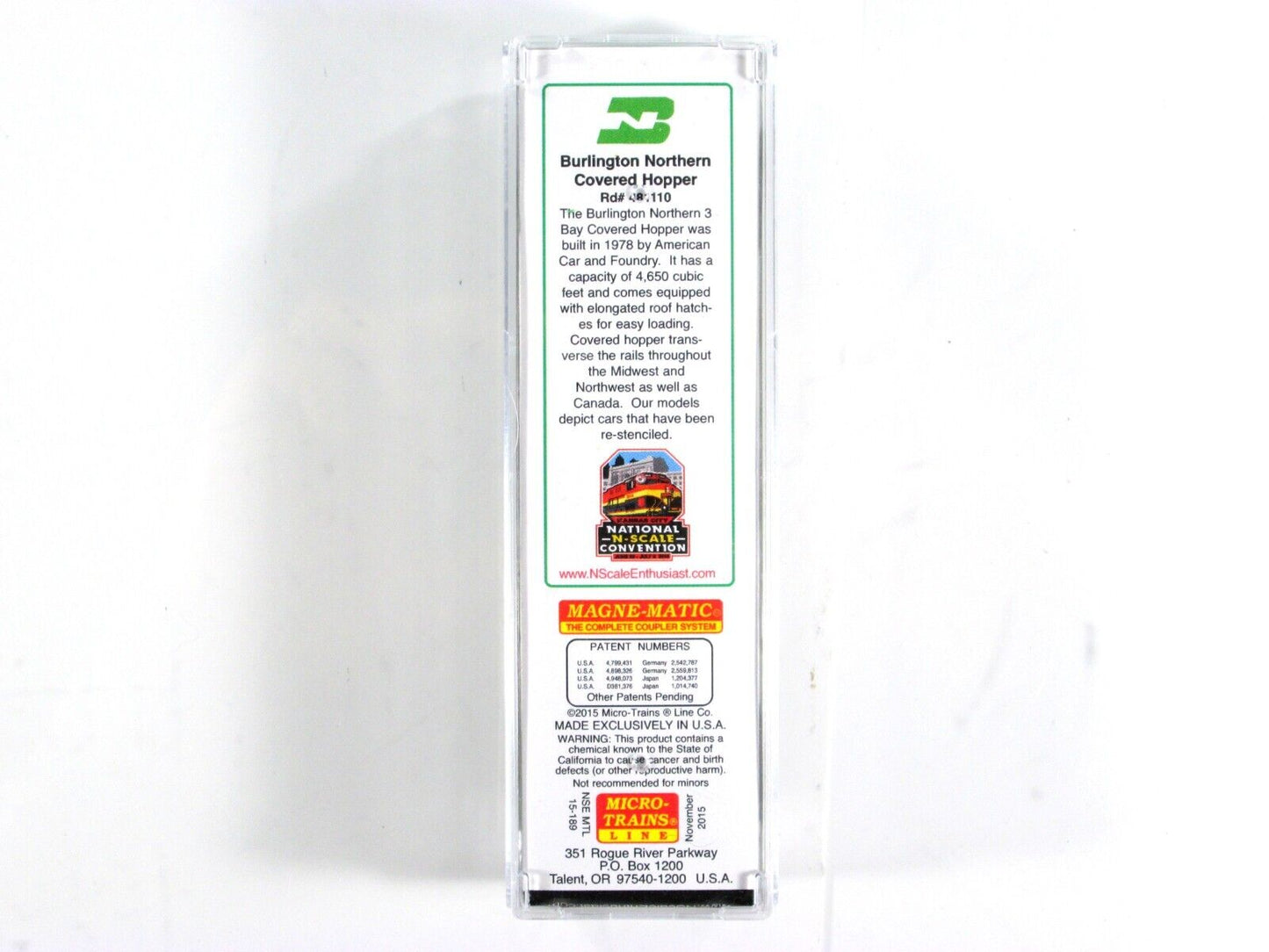 N Scale **BN** Weathered 3-Bay Covered Hopper - Micro Trains Special NSE 15-189