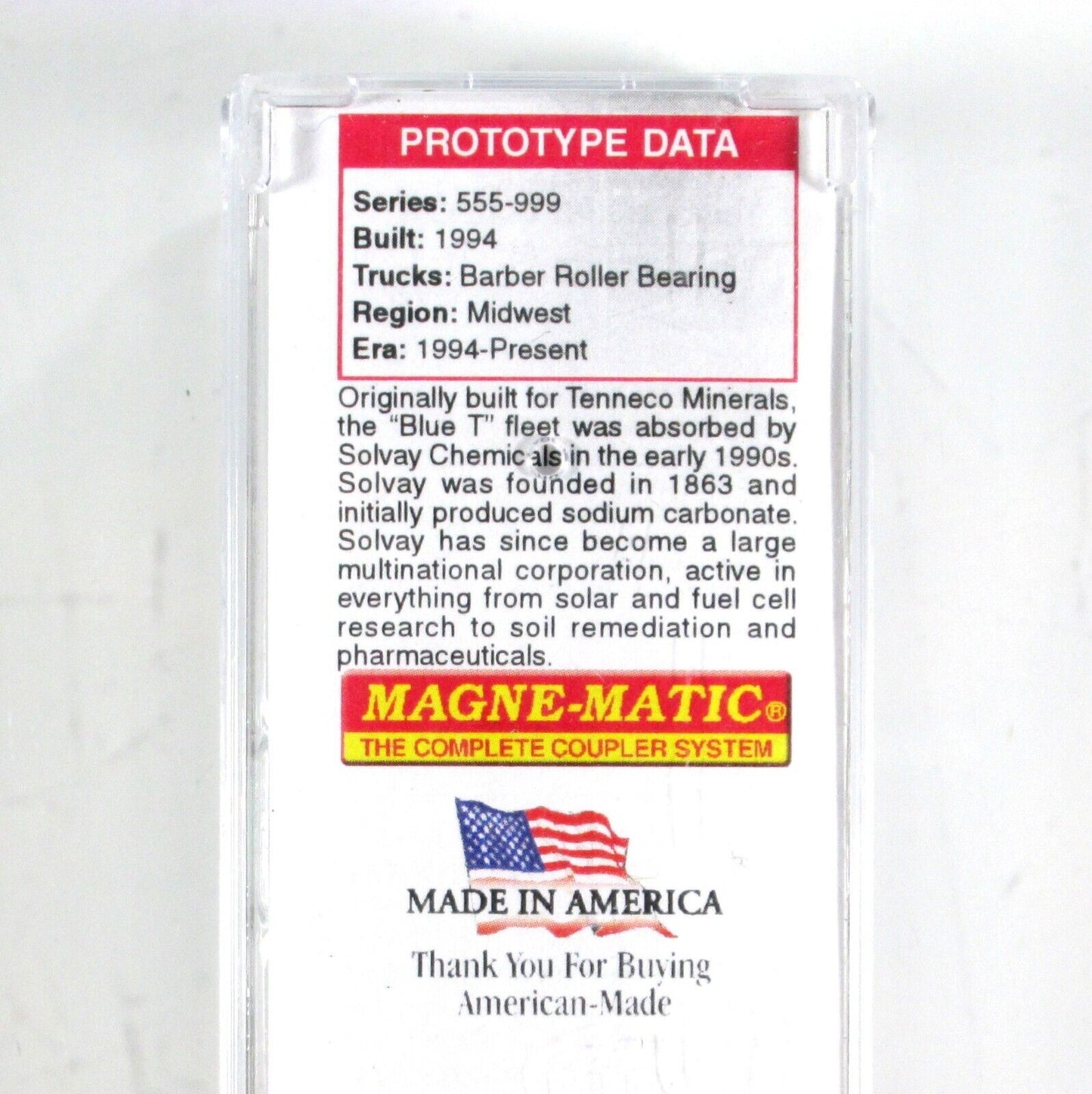 N Scale **SOLVAY MINERALS** Weathered 3-Bay Hopper #955 - Micro Trains 09344090
