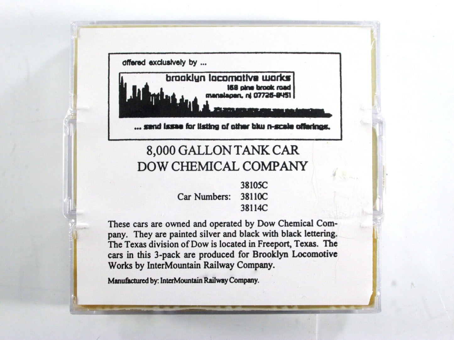 N Scale *DOW CHEMICAL* Single Dome Tank Car 3-Pack Set -Intermountain / BLW 1112