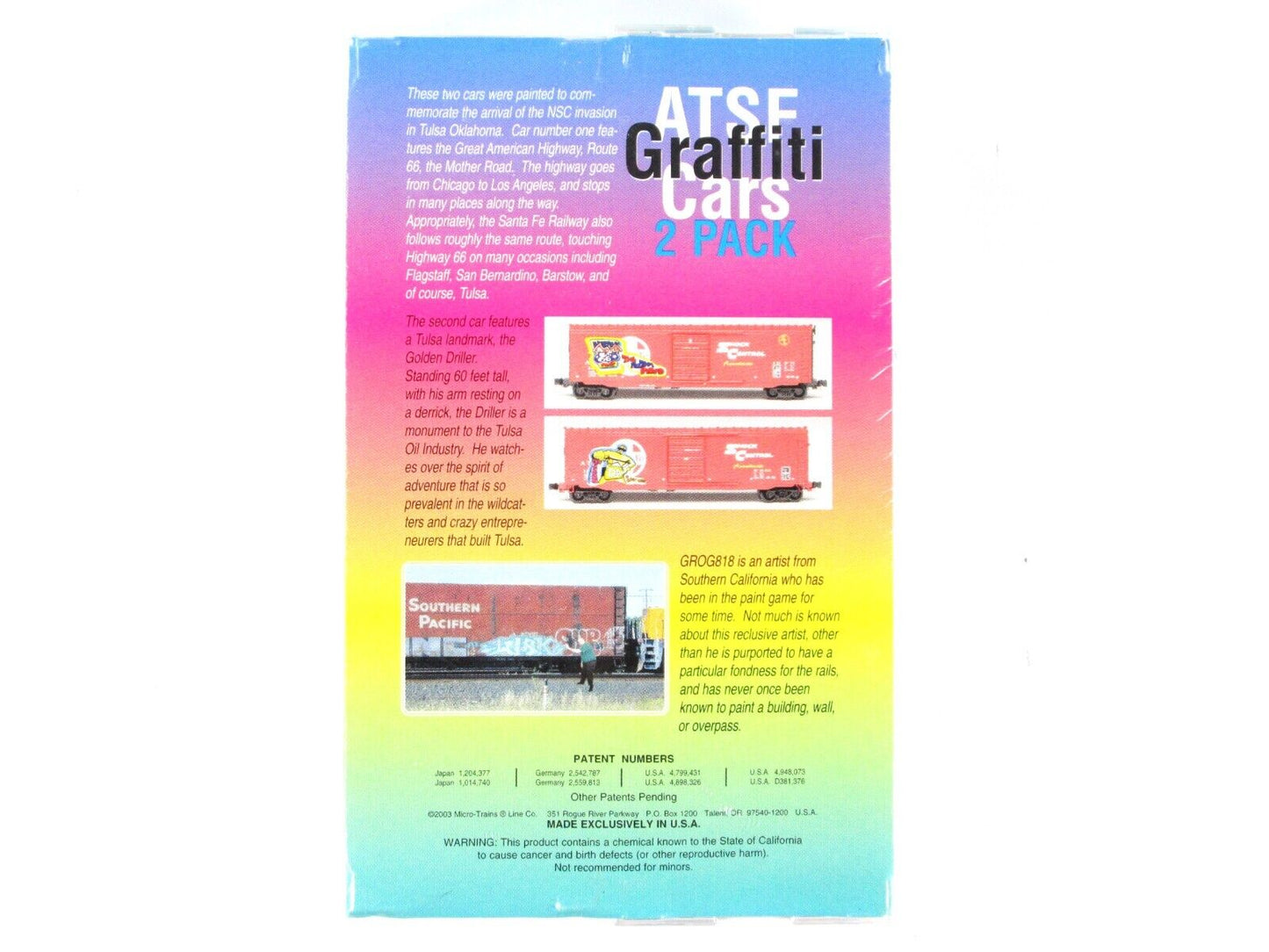 N Scale ***SANTA FE*** ROUTE 66 - Weathered Graffiti Box Car Set -- Micro Trains