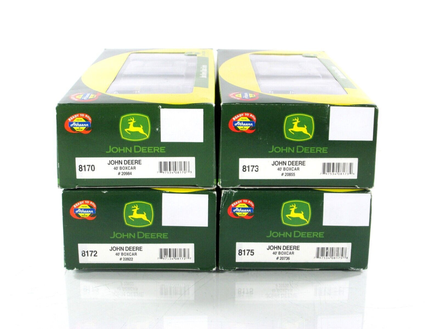 HO Scale **JOHN DEERE** Box Car Set -Athearn 8170, 8172, 8173, 8175, Knuckle Cpl