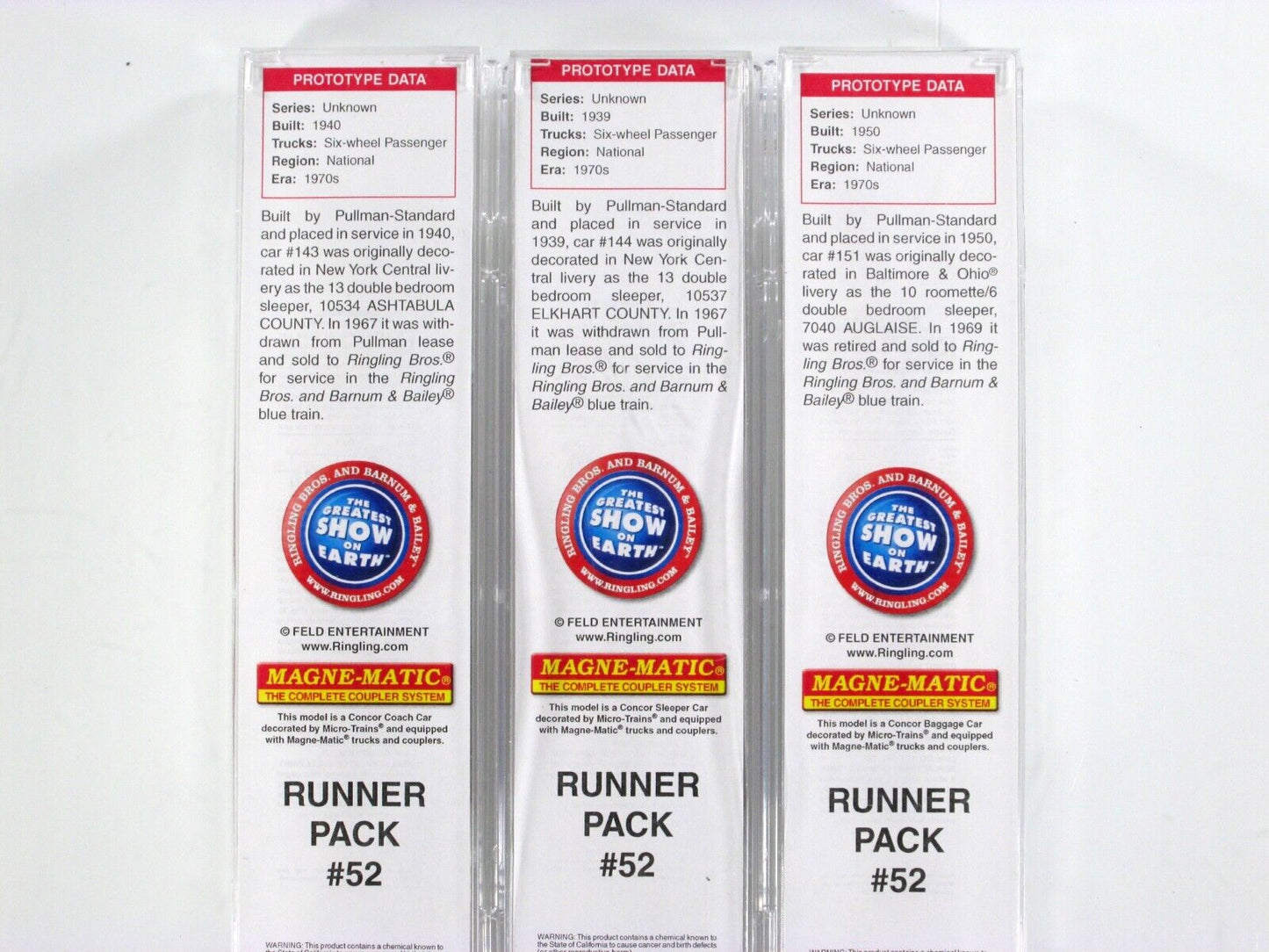 N Scale **RINGLING BROS. CIRCUS** Passenger Sleeper 3-Set -Micro Trains 99300052