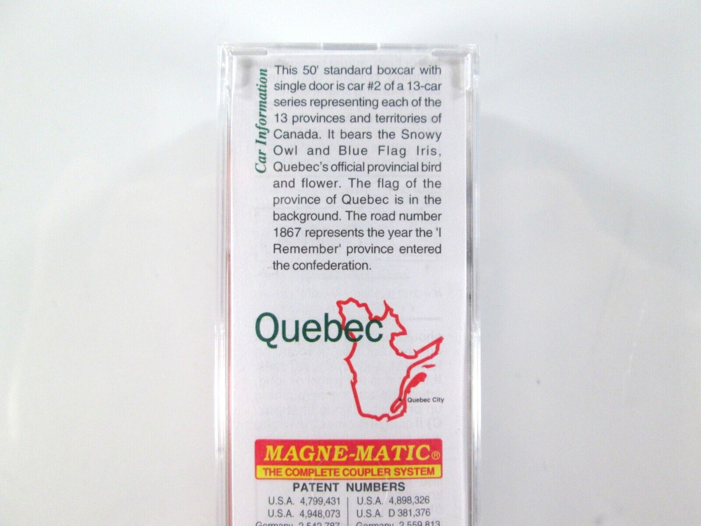 N Scale ***QUEBEC** Canadian Provincial Box Car, QC 1867 - Micro Trains 07700152