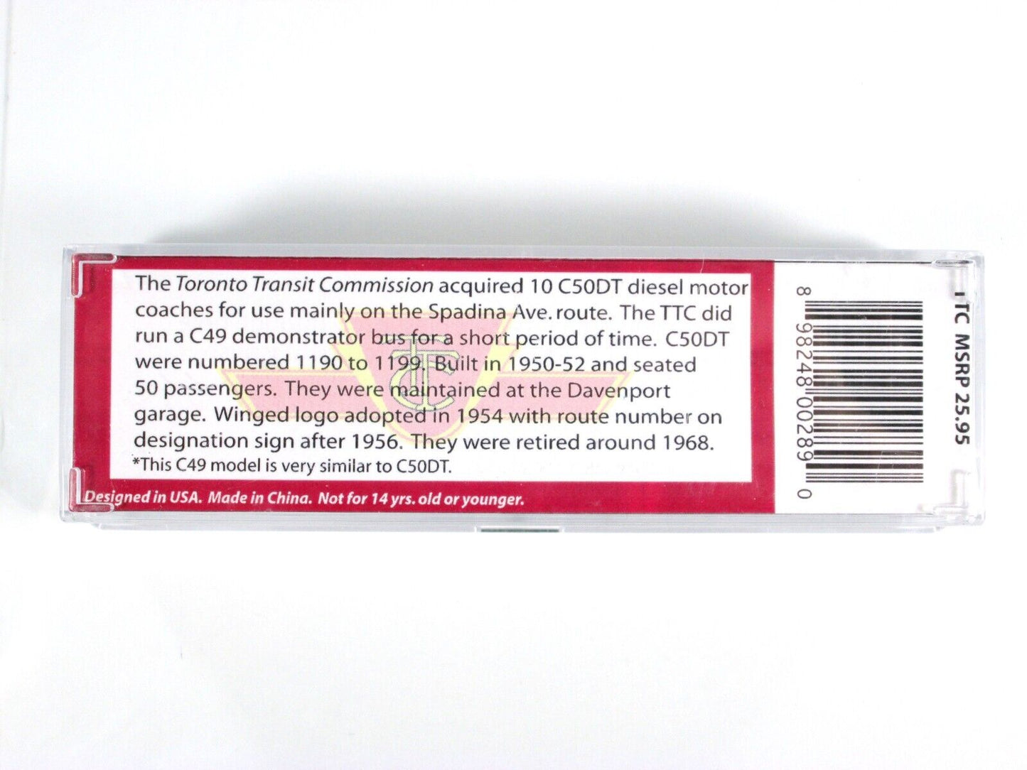 N Scale ***TORONTO*** Transit Motor Coach #1193 - WHEELS of TIME 90442