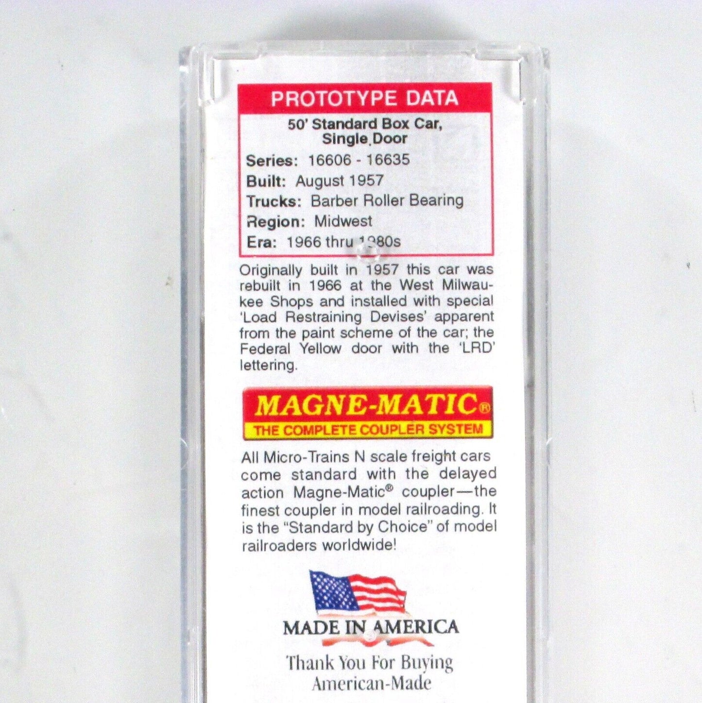 N Scale ***MILWAUKEE ROAD*** Weathered 50' Box Car #16619 -Micro Trains 03144380