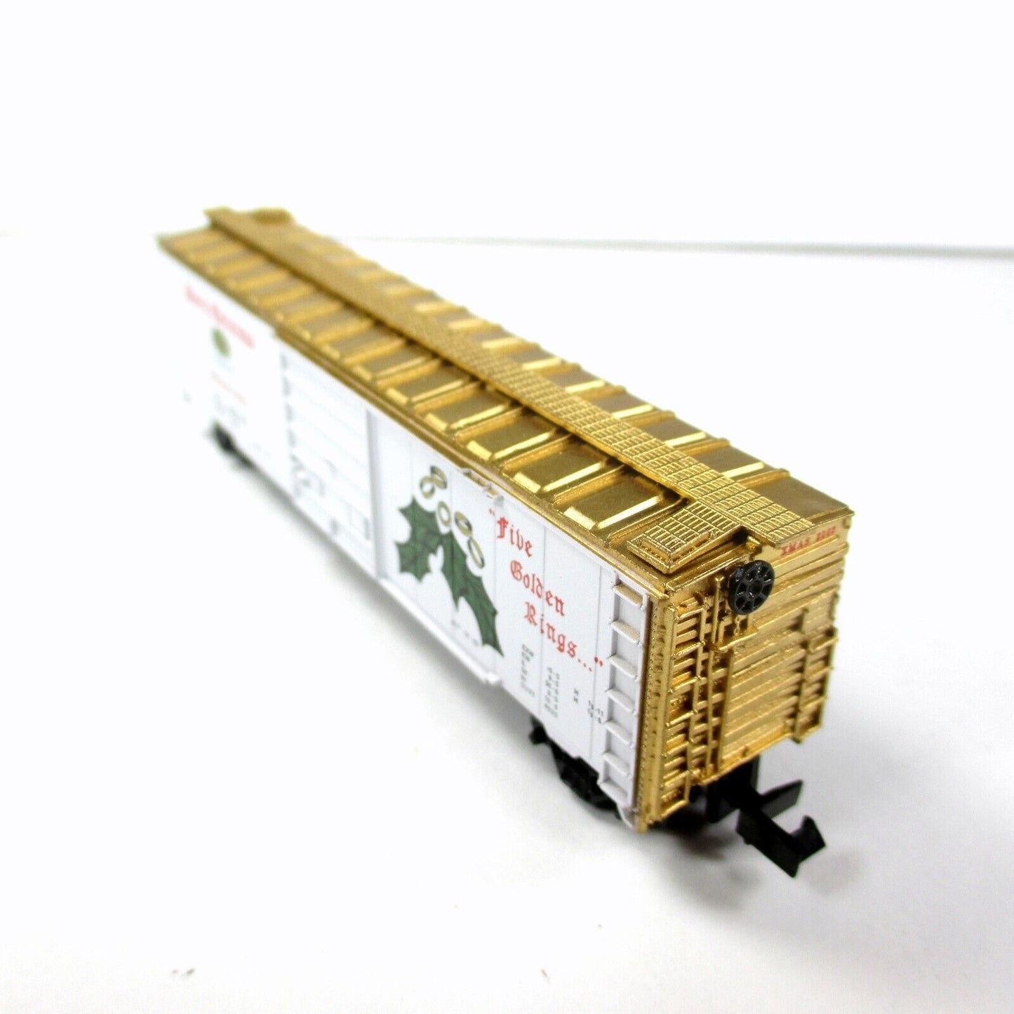 N Scale **FIVE GOLDEN RINGS** 12 Days of Christmas 50' Box Car -- Con-Cor 02002N