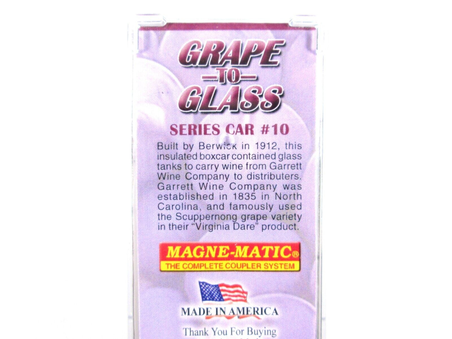 N Scale **GARRET WINE CO.** Ice Reefer (Grape to Glass) -- Micro Trains 05800596