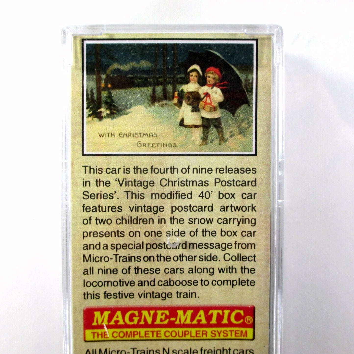 N Scale VINTAGE CHRISTMAS POSTCARD **Winter Stroll** Box Car ------ MTL 10100814