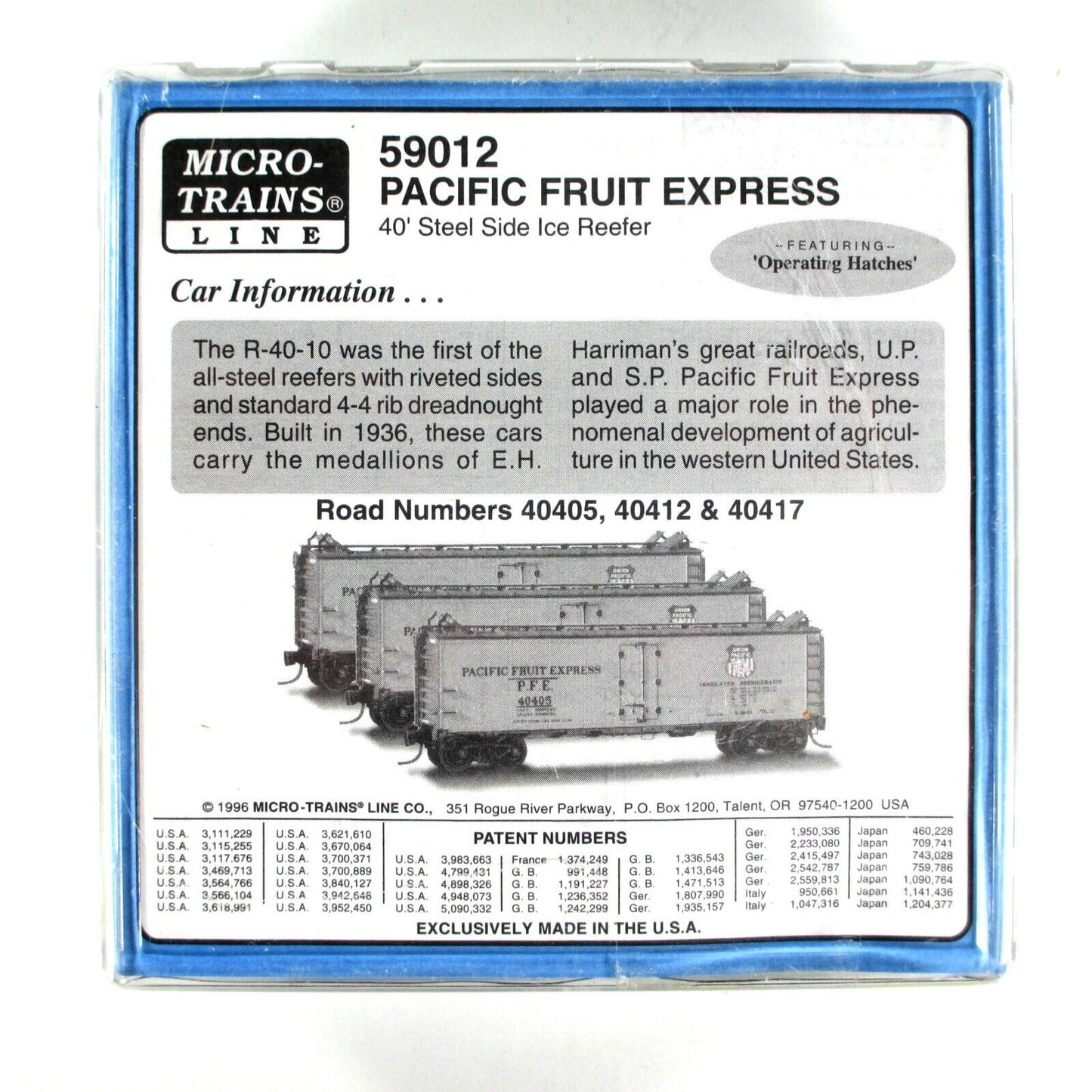 N Scale **PACIFIC FRUIT EXPRESS** Reefer 3-Car Set - Micro Trains 59012