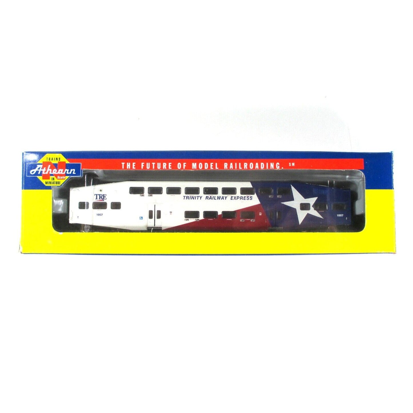 N Scale BOMBARDIER Dallas TRE Trinity Railway Coach Car #1057 - Athearn 10146