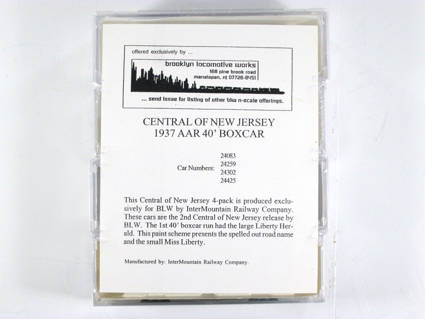 N Scale ***CENTRAL NEW JERSEY** 40' Box Car 4-Pack Set -Intermountain / BLW-1052