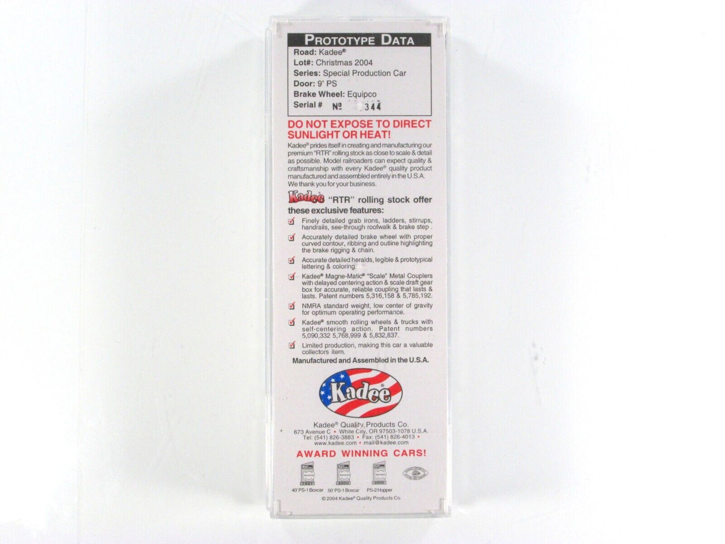 HO Scale ***MERRY CHRISTMAS*** 50' Box Car 2004 - Kadee Special Ltd 6901, SN 344