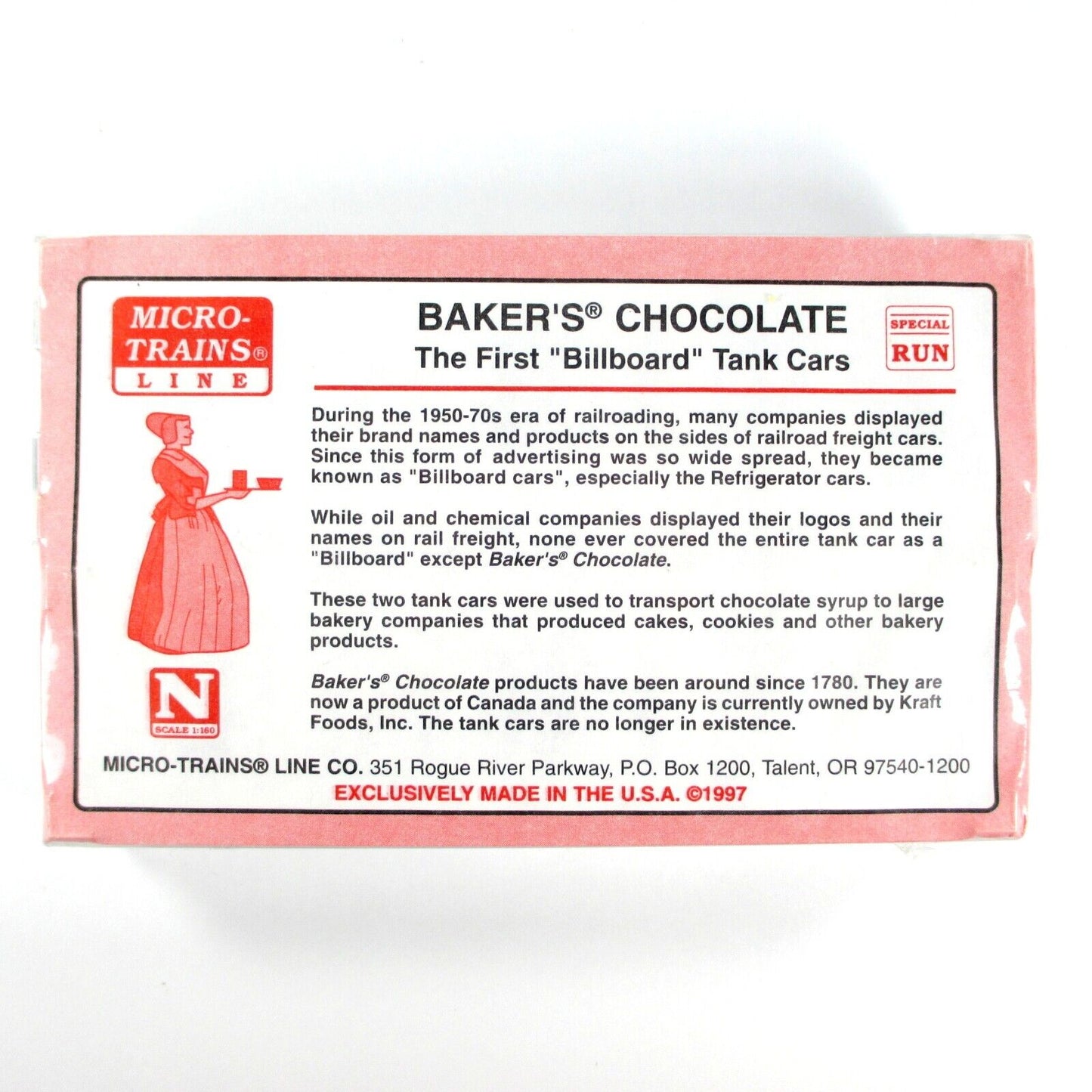 N Scale **BAKER'S CHOCOLATE** Billboard Tank Car Set - Micro Trains Special RARE