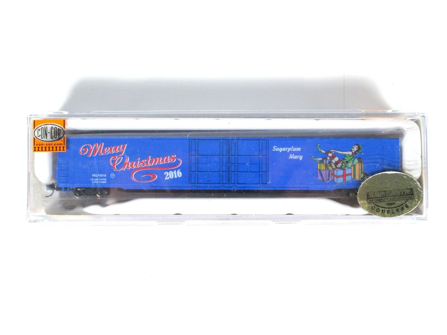 N Scale ***SUGARPLUM MARY*** Christmas 2016 Hi Cube Box Car -Con-Cor 0001-555617